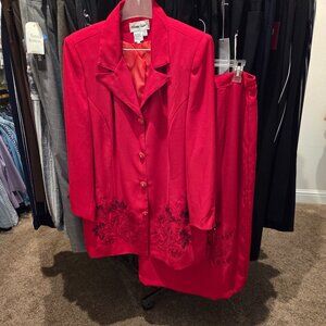 Red Embroidered Suit